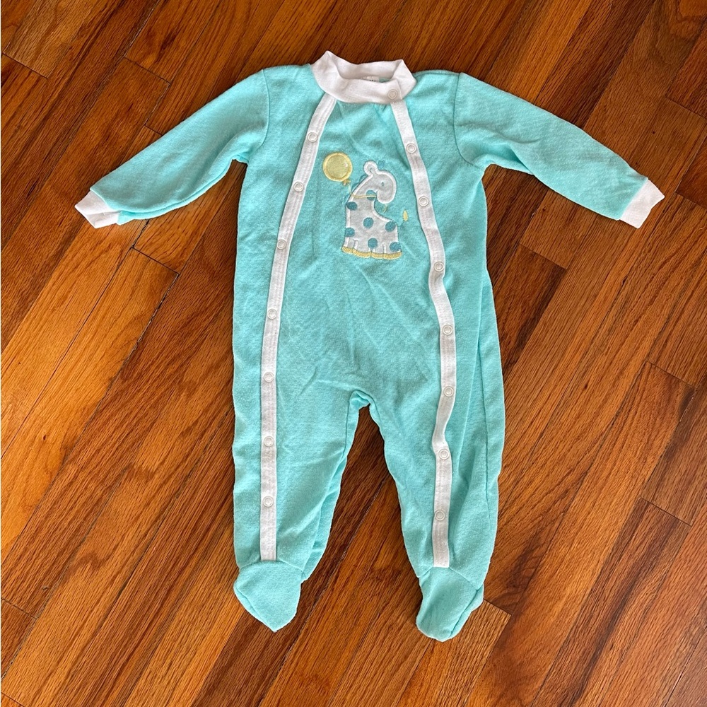 Vintage Aqua Giraffe Kids One Piece